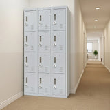 12-Door Locker for Office Gym Shed School Home Storage - 3-Digit Combination Lock - Low Angle