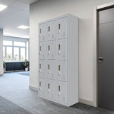 12-Door Locker for Office Gym Shed School Home Storage - 3-Digit Combination Lock - Front View