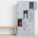 12-Door Locker for Office Gym Shed School Home Storage - 3-Digit Combination Lock - Front View