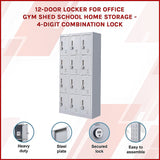 12-Door Locker for Office Gym Shed School Home Storage - 4-Digit Combination Lock - Top-Down View