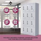 12-Door Locker for Office Gym Shed School Home Storage - 4-Digit Combination Lock - Rear View