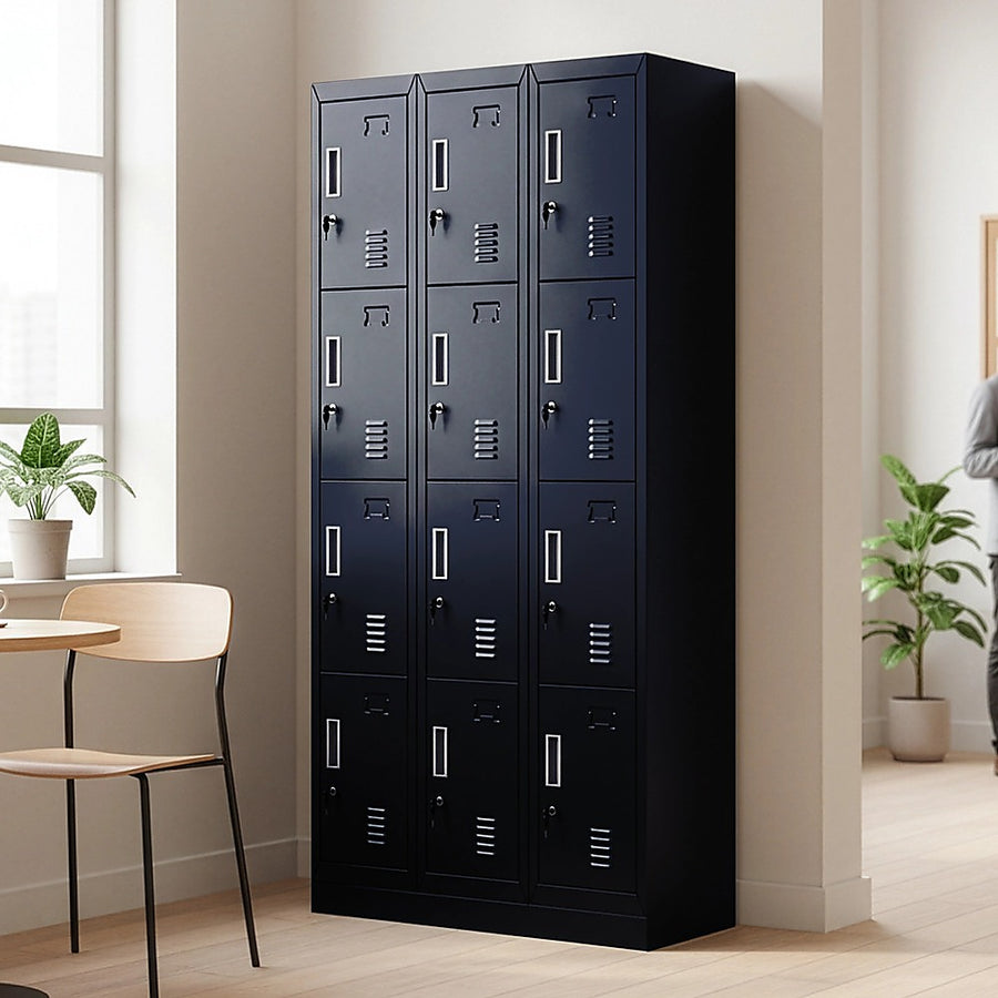 12-Door Locker for Office Gym Shed School Home Storage - Standard Lock with Keys, image 9