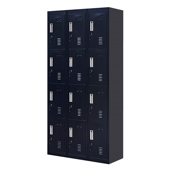 12-Door Locker for Office Gym Shed School Home Storage - Standard Lock with Keys