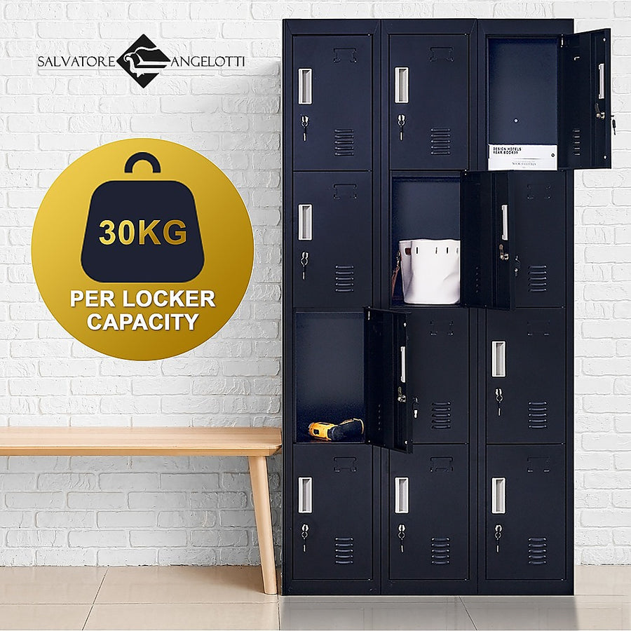 12-Door Locker for Office Gym Shed School Home Storage - Standard Lock with Keys, image 5