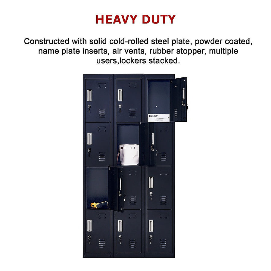 12-Door Locker for Office Gym Shed School Home Storage - Standard Lock with Keys, image 6