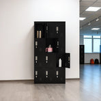 12-Door Locker for Office Gym Shed School Home Storage - Padlock-operated, Storage