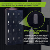 12-Door Locker for Office Gym Shed School Home Storage - Padlock-operated - Low Angle