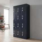 12-Door Locker for Office Gym Shed School Home Storage - 3-Digit Combination Lock, Storage