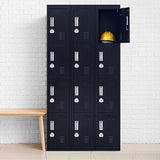 12-Door Locker for Office Gym Shed School Home Storage - 3-Digit Combination Lock - Rear View