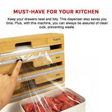 3 Grids Bamboo Food Wrap Dispenser Cutter Foil Cling Film Storage Holder Box Kitchen - Extra Image
