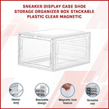Sneaker Display Case Shoe Storage Organizer Box Stackable Plastic Clear Magnetic - Side View