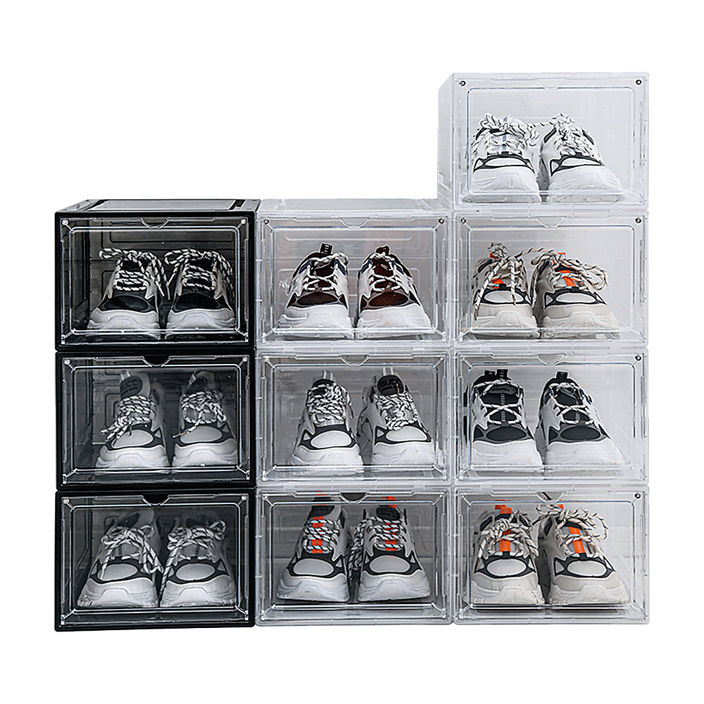 Sneaker Display Case Shoe Storage Organizer Box Stackable Plastic Clear Magnetic