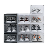 Sneaker Display Case Shoe Storage Organizer Box Stackable Plastic Clear Magnetic - 45-Degree Angle