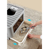 Jumbo Hooded Cat Litter Box Tray Pet Kitty Toilet for Large Cats w Hair Grooming - 45-Degree Angle