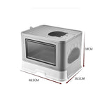 Jumbo Hooded Cat Litter Box Tray Pet Kitty Toilet for Large Cats w Hair Grooming - Low Angle