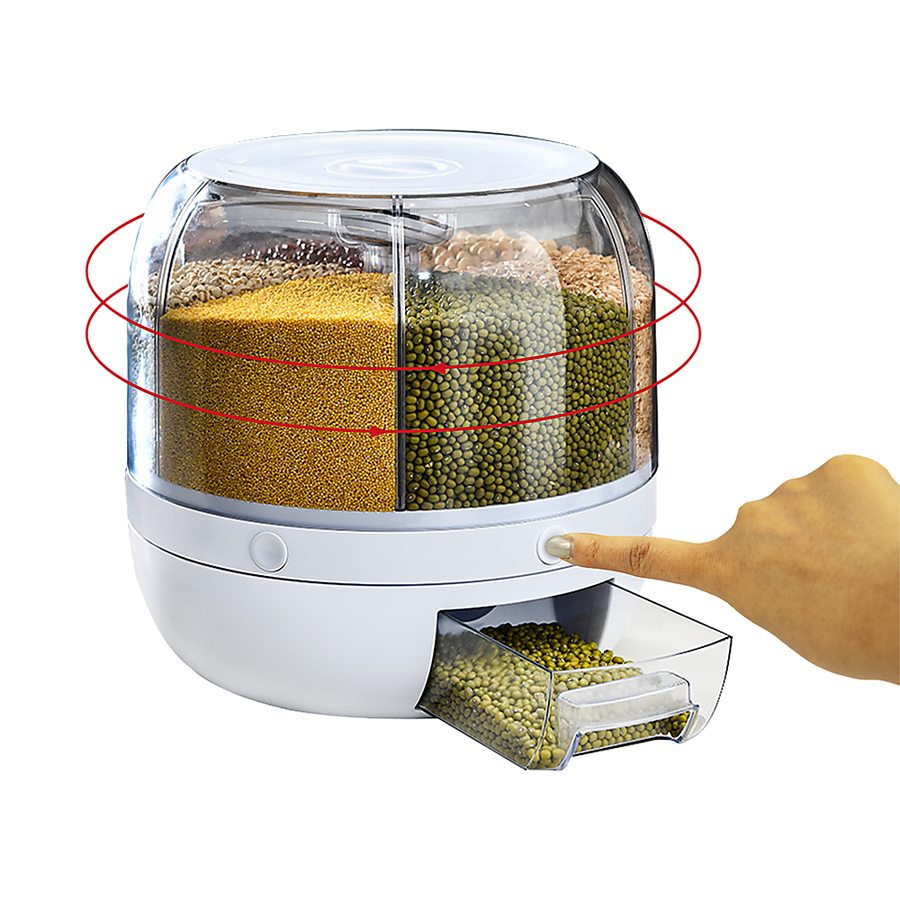 Rice Storage Cereal Dispenser Grain Container Rotating Dry Food Box