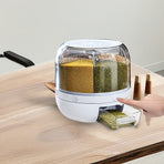 Rice Storage Cereal Dispenser Grain Container Rotating Dry Food Box