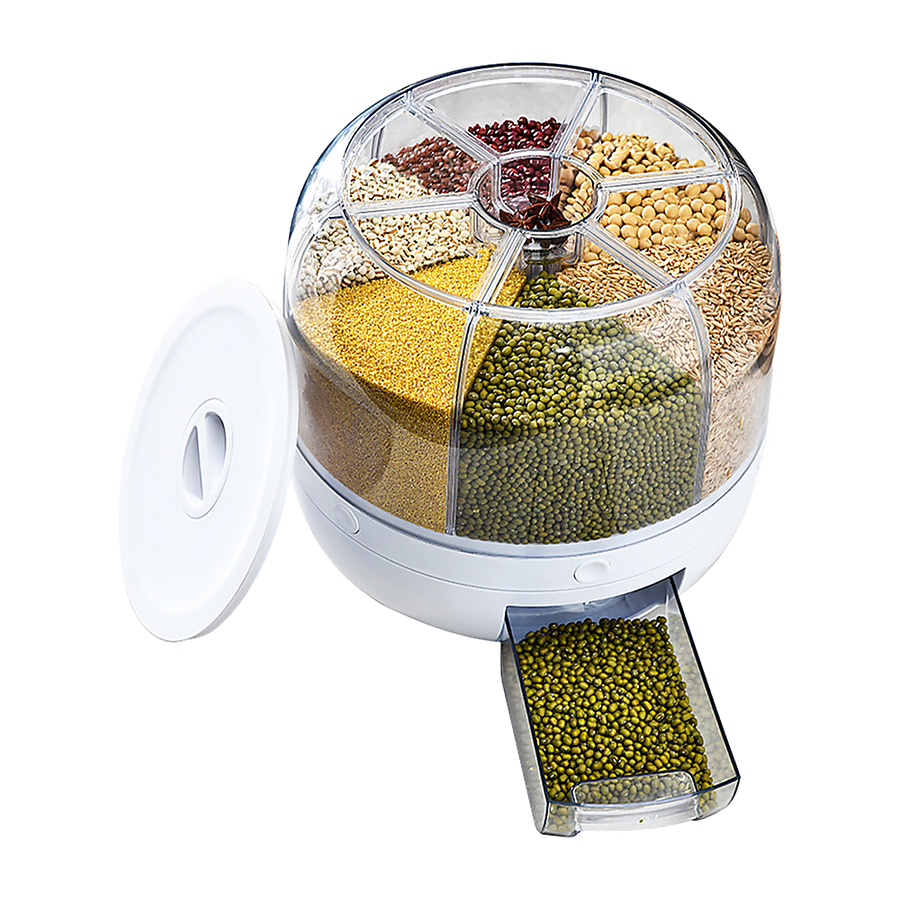 Rice Storage Cereal Dispenser Grain Container Rotating Dry Food Box