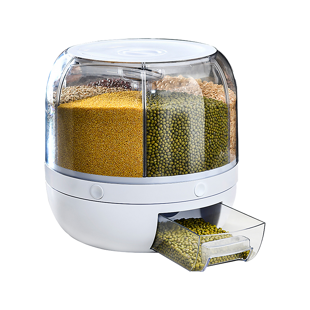 Rice Storage Cereal Dispenser Grain Container Rotating Dry Food Box