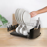 Dish Drying Rack Drainer Cup Plate Holder Cutlery Tray Kitchen Organiser - Front View