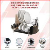 Dish Drying Rack Drainer Cup Plate Holder Cutlery Tray Kitchen Organiser - Side View
