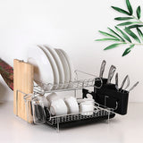 Dish Drying Rack Drainer Cup Plate Holder Cutlery Tray Kitchen Organiser - Top-Down View