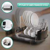 Dish Drying Rack Drainer Cup Plate Holder Cutlery Tray Kitchen Organiser - Low Angle