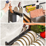 85cm Dish Drying Rack Drainer Over Sink Steel Cup Cutlery Organizer 2 Tier - Rear View