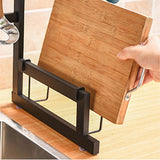 85cm Dish Drying Rack Drainer Over Sink Steel Cup Cutlery Organizer 2 Tier - Close-Up Angle