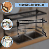 85cm Dish Drying Rack Drainer Over Sink Steel Cup Cutlery Organizer 2 Tier - Low Angle