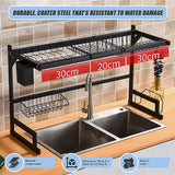 85cm Dish Drying Rack Drainer Over Sink Steel Cup Cutlery Organizer 2 Tier - Extra Image