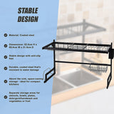 85cm Dish Drying Rack Drainer Over Sink Steel Cup Cutlery Organizer 2 Tier - Extra Image