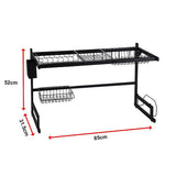 85cm Dish Drying Rack Drainer Over Sink Steel Cup Cutlery Organizer 2 Tier