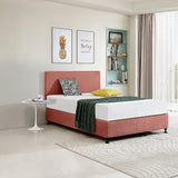 Linen Fabric Double Bed Deluxe Headboard Bedhead - Pearl Copper Brown - Side View
