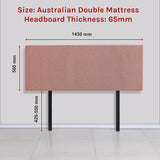 Linen Fabric Double Bed Deluxe Headboard Bedhead - Pearl Copper Brown - Rear View