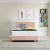 Linen Fabric Double Bed Deluxe Headboard Bedhead - Pale Pink - Front View
