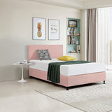 Linen Fabric Double Bed Deluxe Headboard Bedhead - Pale Pink - Side View