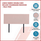 Linen Fabric Double Bed Deluxe Headboard Bedhead - Pale Pink - Top-Down View