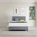 Linen Fabric Double Bed Deluxe Headboard Bedhead - Slate Ash - Front View
