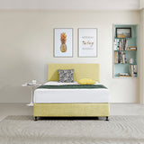 Linen Fabric Double Bed Deluxe Headboard Bedhead - Sulfur Yellow - Front View