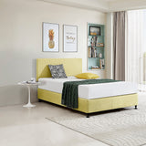 Linen Fabric Double Bed Deluxe Headboard Bedhead - Sulfur Yellow - Top-Down View