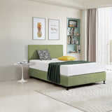 Linen Fabric Double Bed Deluxe Headboard Bedhead - Olive Green - Front View