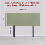 Linen Fabric Double Bed Deluxe Headboard Bedhead - Olive Green - Rear View