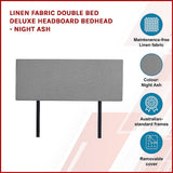 Linen Fabric Double Bed Deluxe Headboard Bedhead - Night Ash - Top-Down View