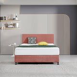 Linen Fabric Queen Bed Deluxe Headboard Bedhead - Pearl Copper Brown - Front View
