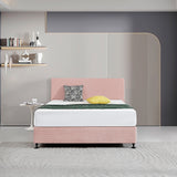 Linen Fabric Queen Bed Deluxe Headboard Bedhead - Pale Pink - Front View