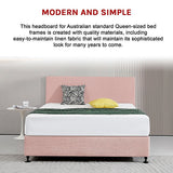 Linen Fabric Queen Bed Deluxe Headboard Bedhead - Pale Pink - 45-Degree Angle