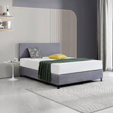 Linen Fabric Queen Bed Deluxe Headboard Bedhead - Slate Ash - Front View