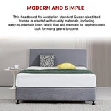 Linen Fabric Queen Bed Deluxe Headboard Bedhead - Slate Ash - 45-Degree Angle