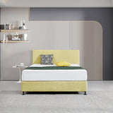 Linen Fabric Queen Bed Deluxe Headboard Bedhead - Sulfur Yellow - Front View